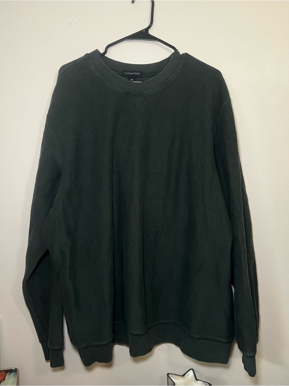 Lands' End Men's Dark Green Crewneck Sweater